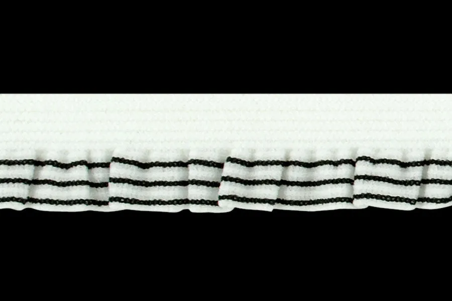 1/2" Black Striped Ruffled Elastic