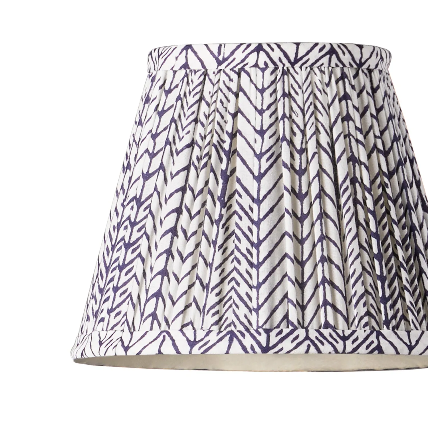 18cm pendant shade in navy & white wonky chev block printed cotton