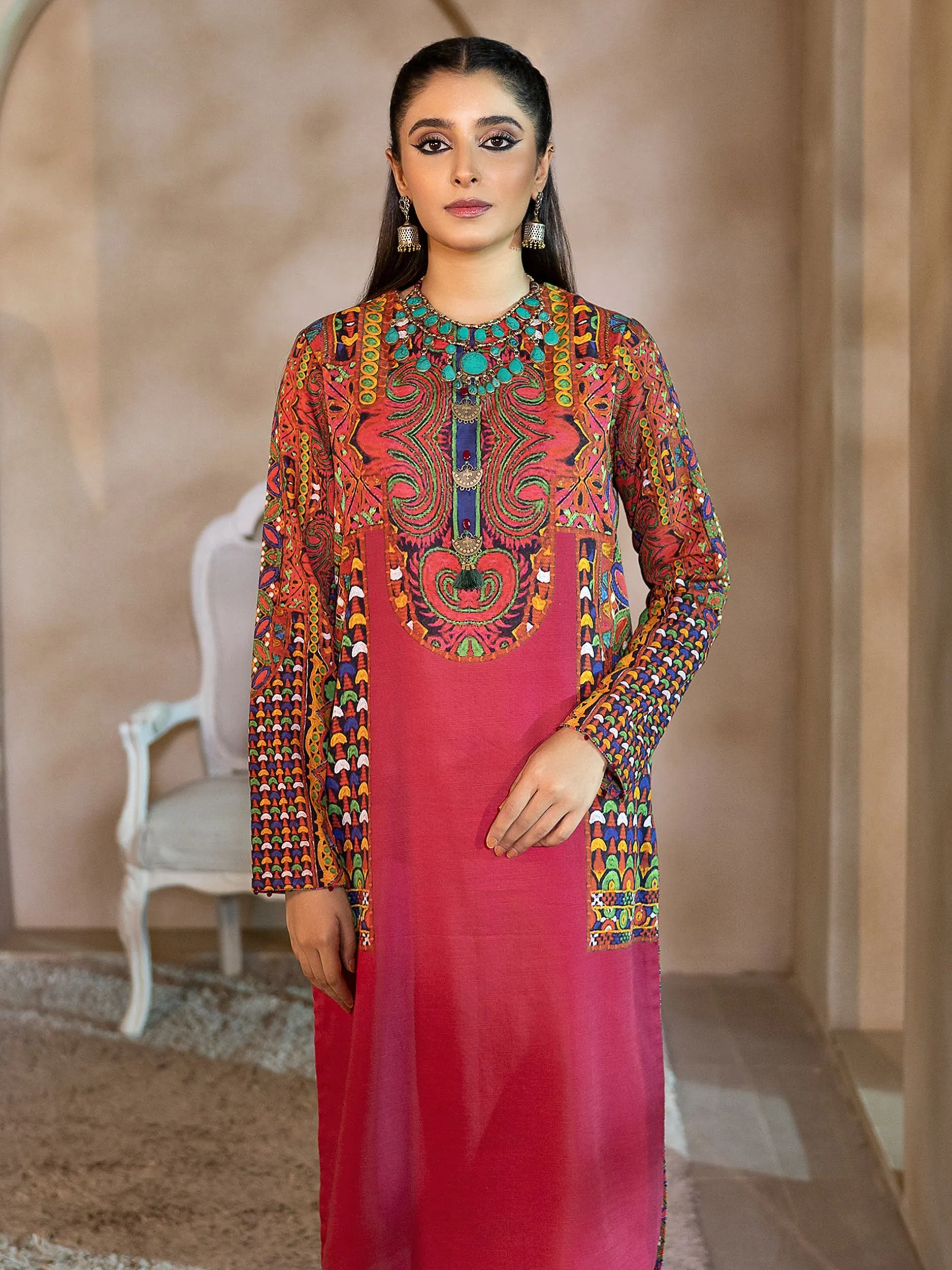 2 Piece Khaddar Suit-Printed (Unstitched)