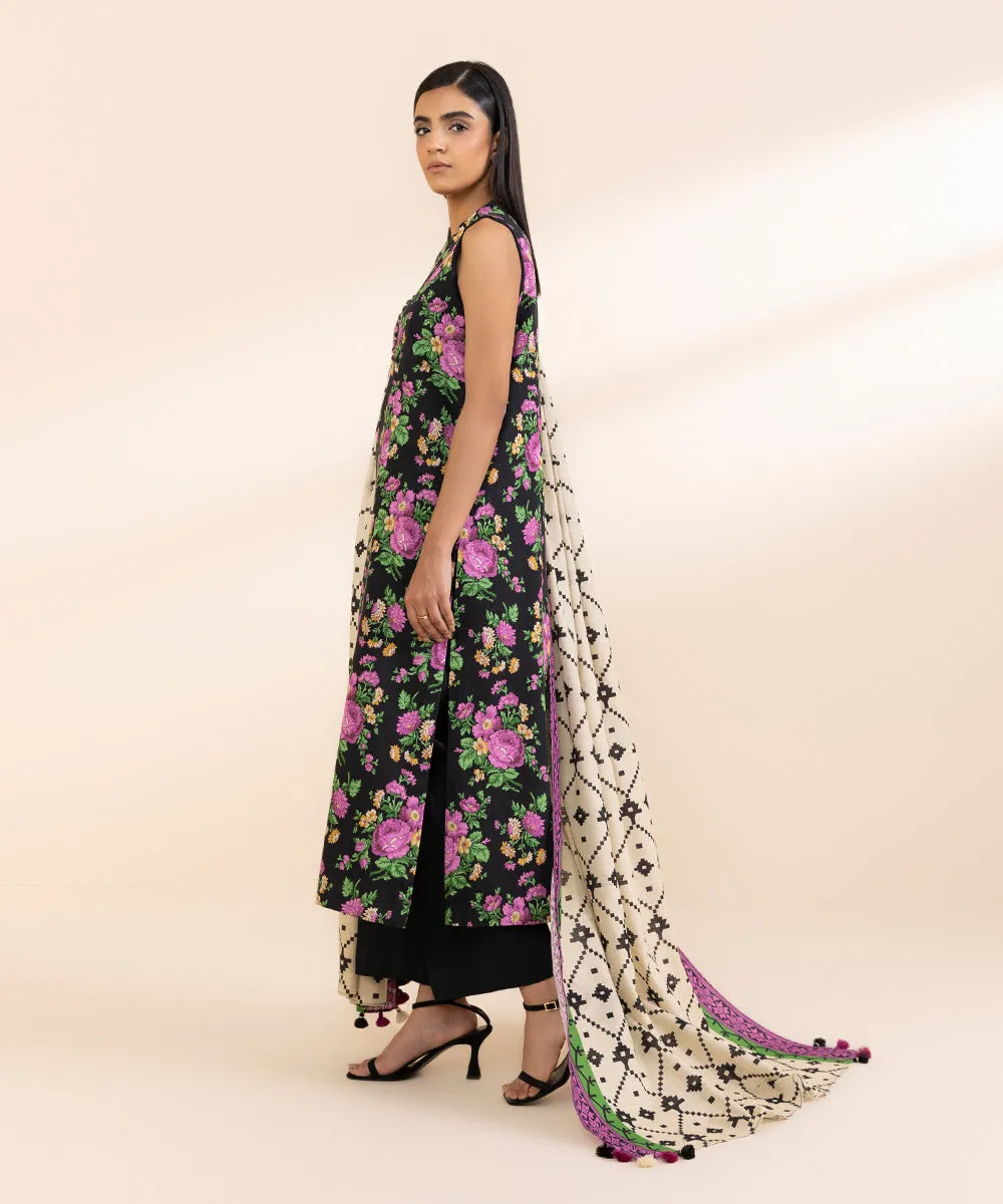 3 Piece - Printed Light Khaddar Suit