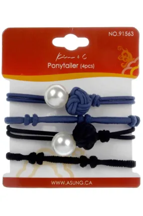 4pcs Fashion Hair Ponytailer - Black & Blue #91563