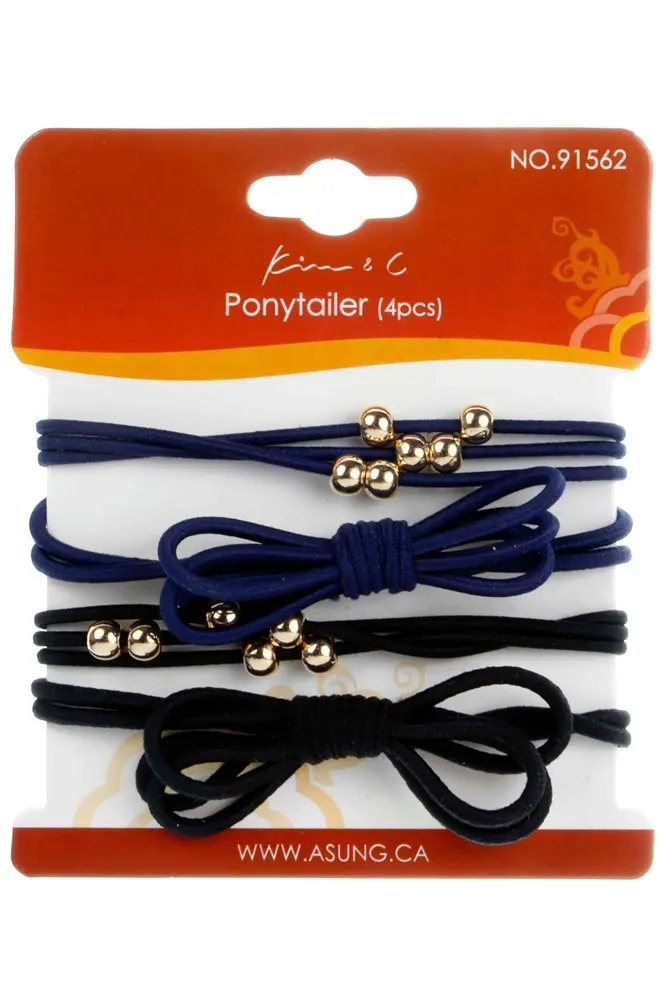 4pcs Fashion Hair Ponytailer - Black & Navy #91562