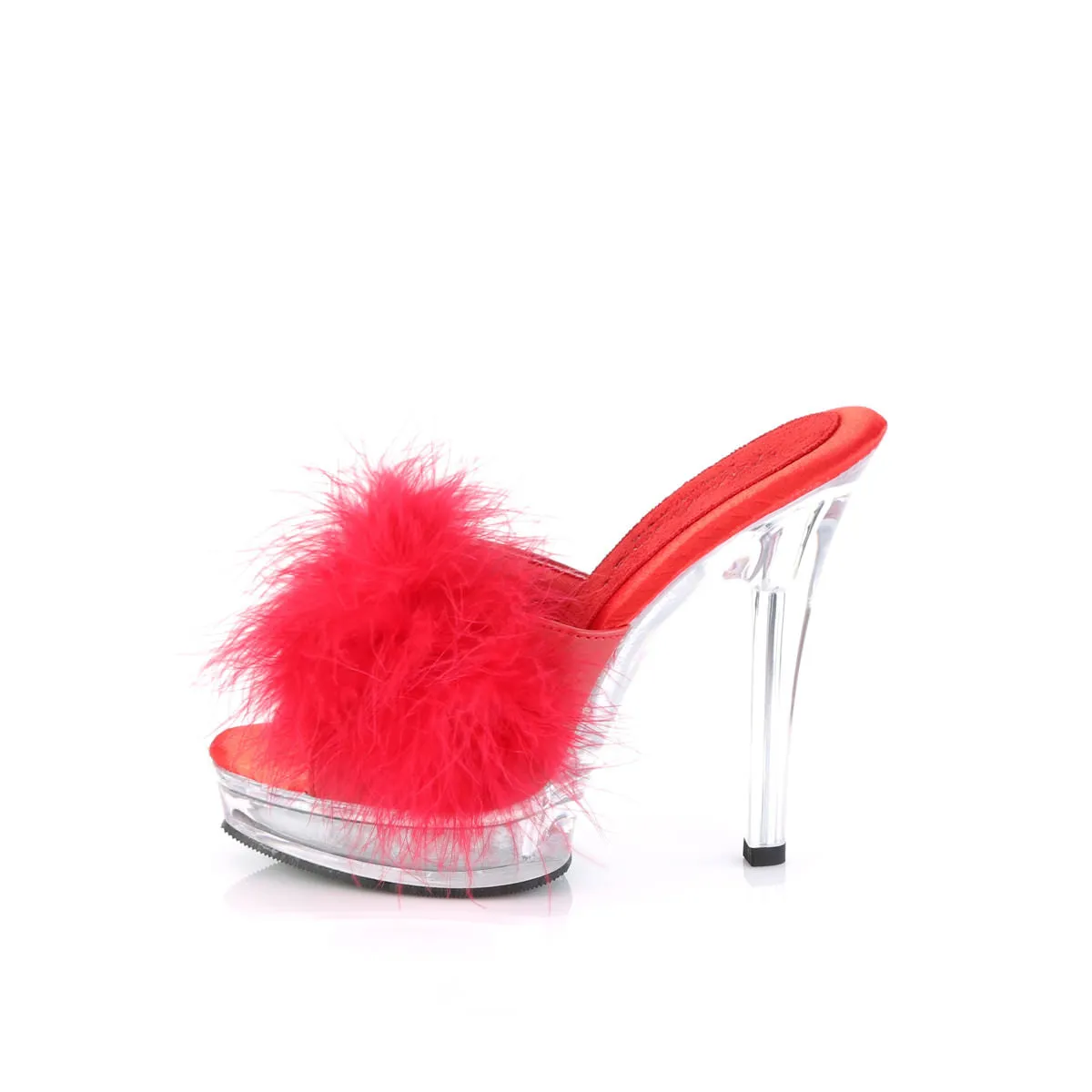 5 Inch Heel MAJESTY-501F-8 Red Fur Clear