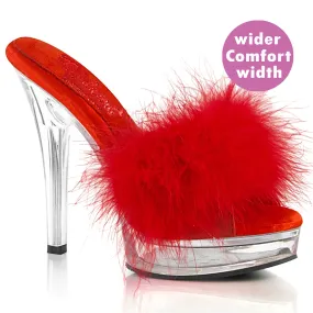 5 Inch Heel MAJESTY-501F-8 Red Fur Clear