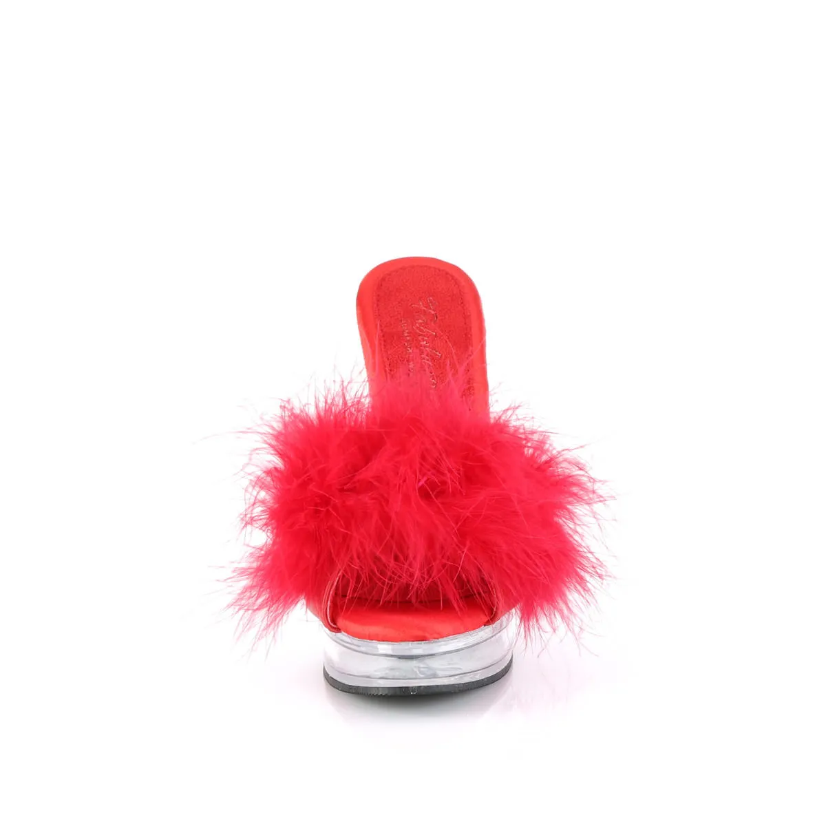 5 Inch Heel MAJESTY-501F-8 Red Fur Clear