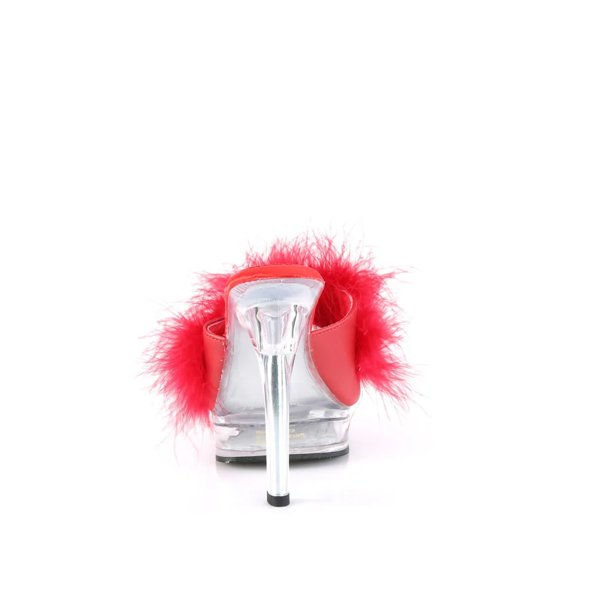 5 Inch Heel MAJESTY-501F-8 Red Fur Clear