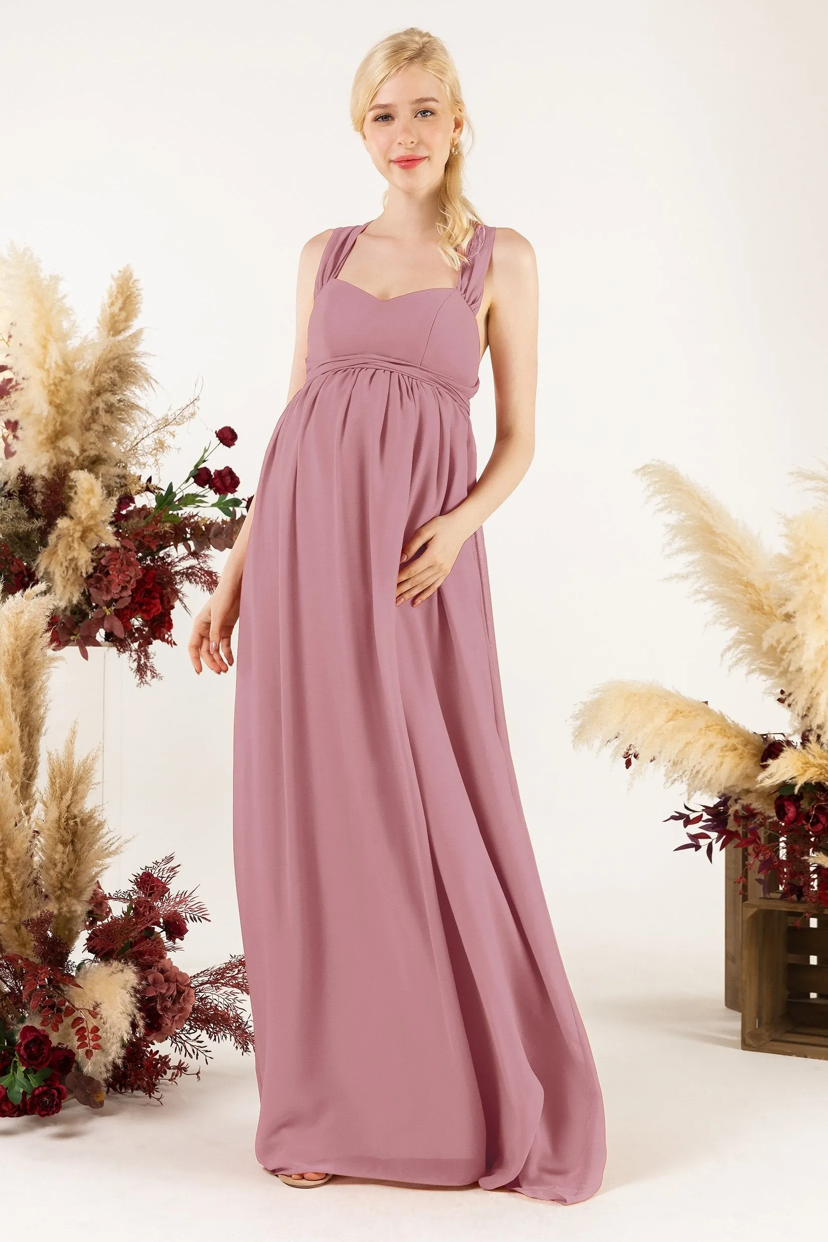 A-Line Sweep-Brush Train Chiffon Bridesmaid Dress CB0470M