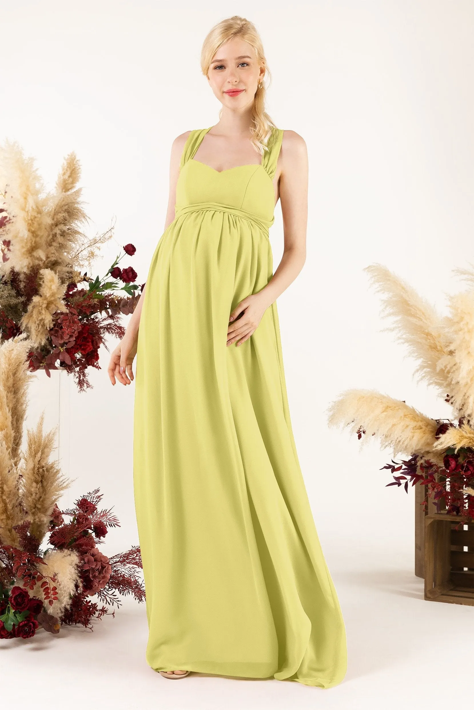 A-Line Sweep-Brush Train Chiffon Bridesmaid Dress CB0470M