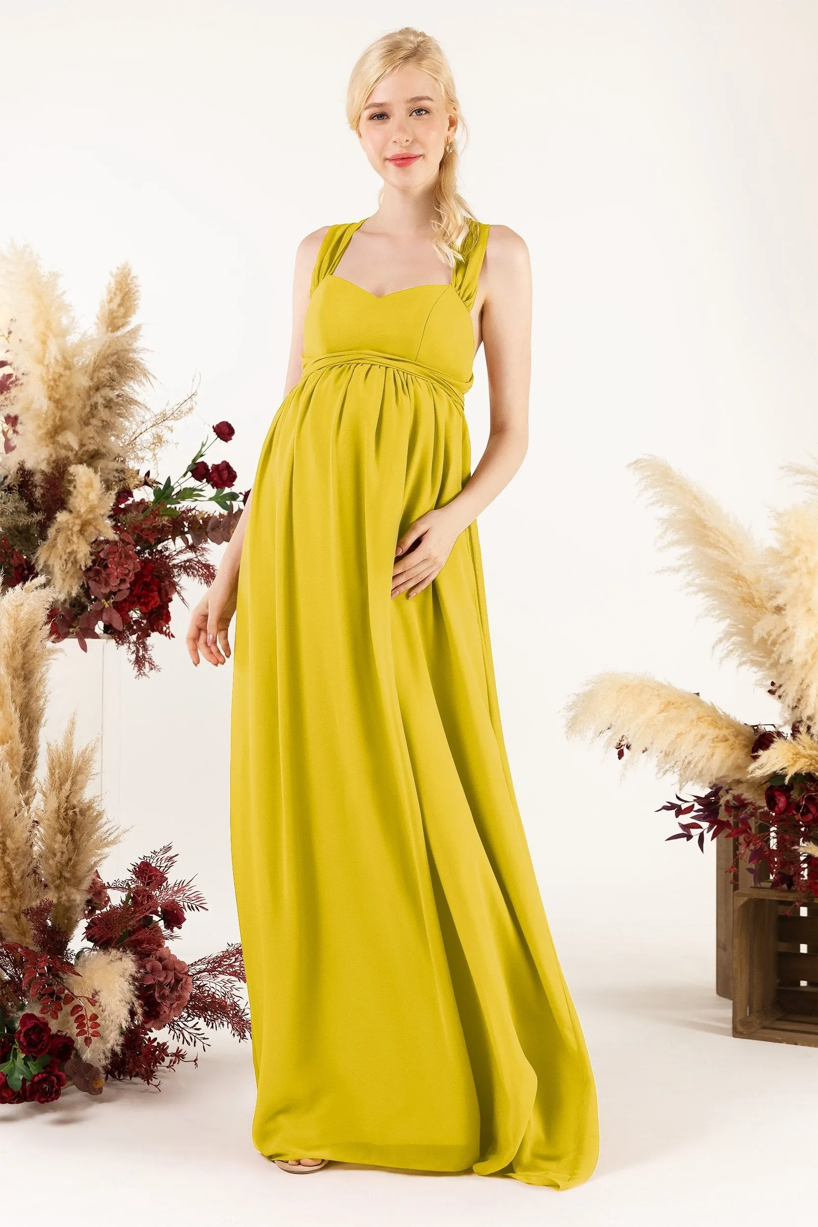 A-Line Sweep-Brush Train Chiffon Bridesmaid Dress CB0470M