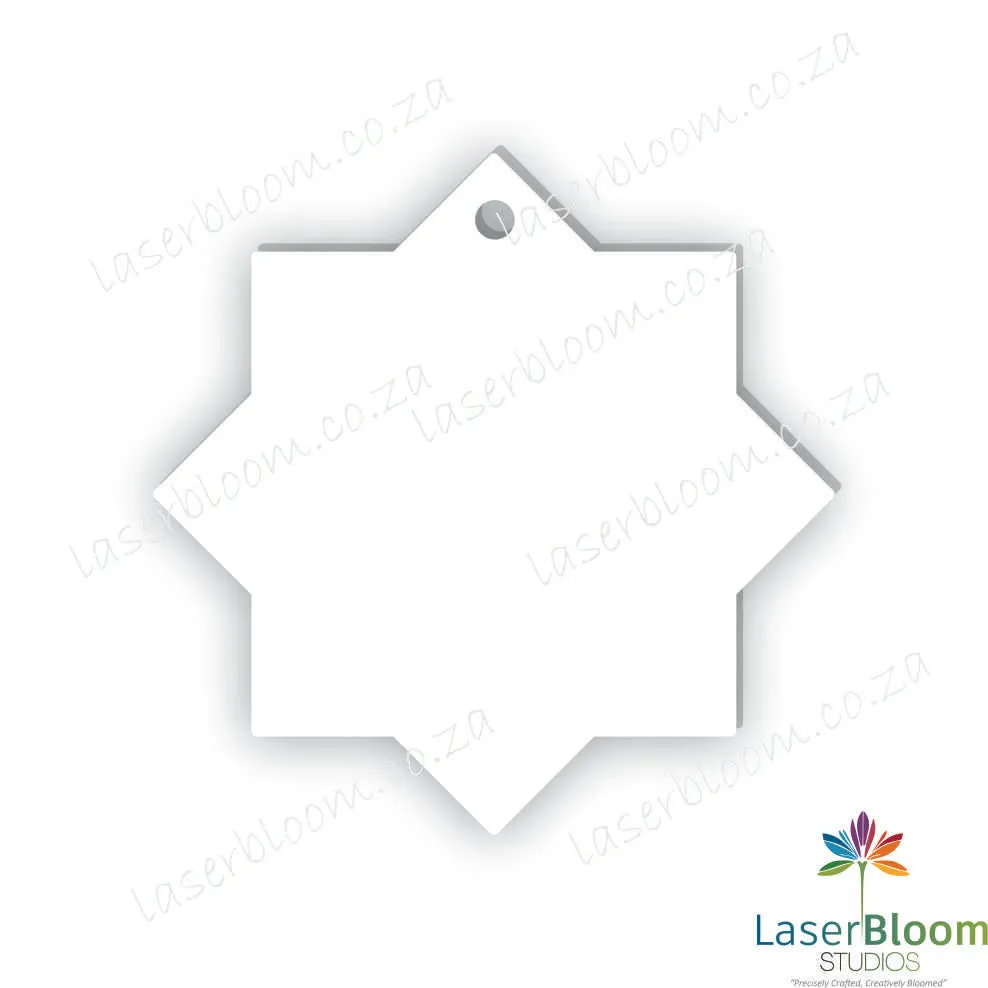 Acrylic Blank 8 Point Star- Select Your Thickness (1.5mm, 2mm, 3mm)