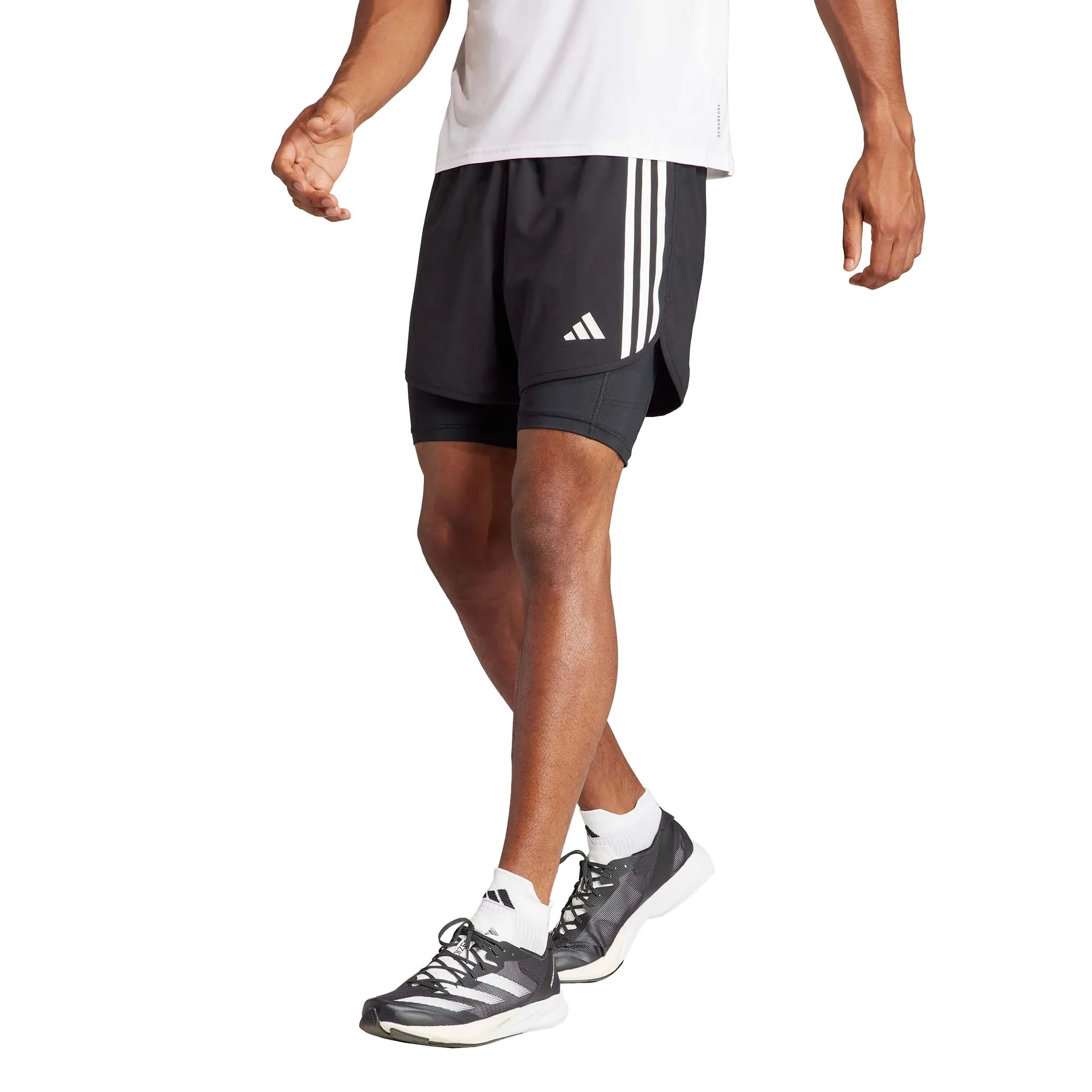 adidas | Men's Own The Run 3-Stripes 2-In-1 Shorts - Black