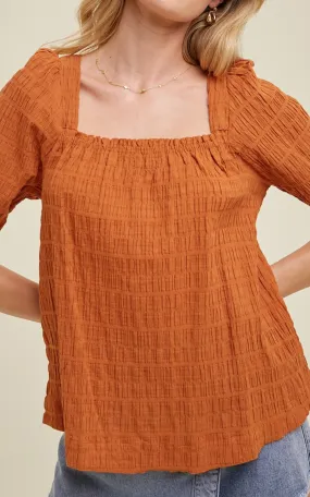 Amber Textured Balloon Sleeve Top * PREORDER ITEM*