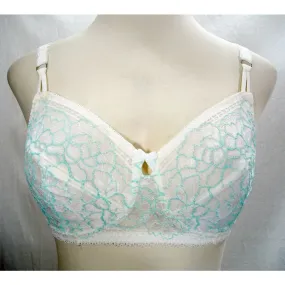 Amoena 43920 Adriana Lace Wire Free Mastectomy Bra 32A Teal & Ivory NWT