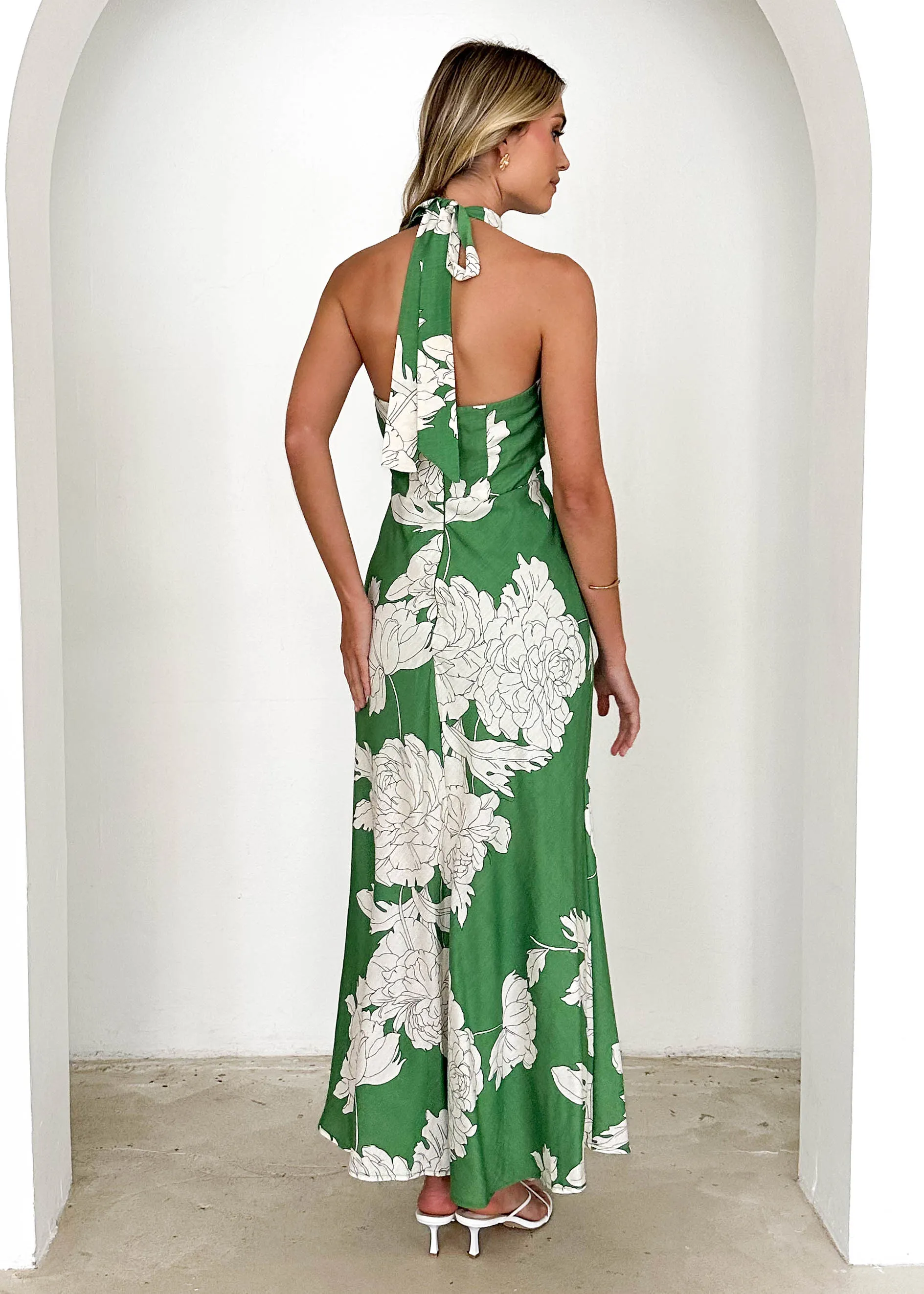 Anya Halter Maxi Dress - Green Floral