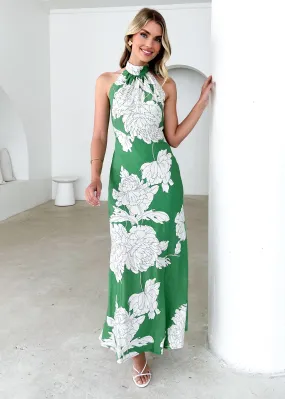 Anya Halter Maxi Dress - Green Floral