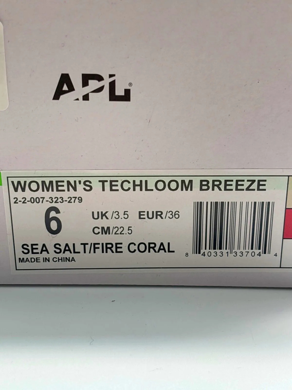 APL Sea Salt/Fire Coral TechLoom Breeze Trainers UK 3.5