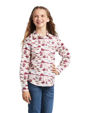 Ariat 10039507 Girls Snap LS Shirt Yuma Landscape Print