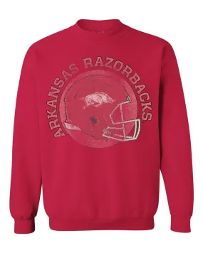 Arkansas Razorbacks Helmet Circle Red Thrifted Sweatshirt