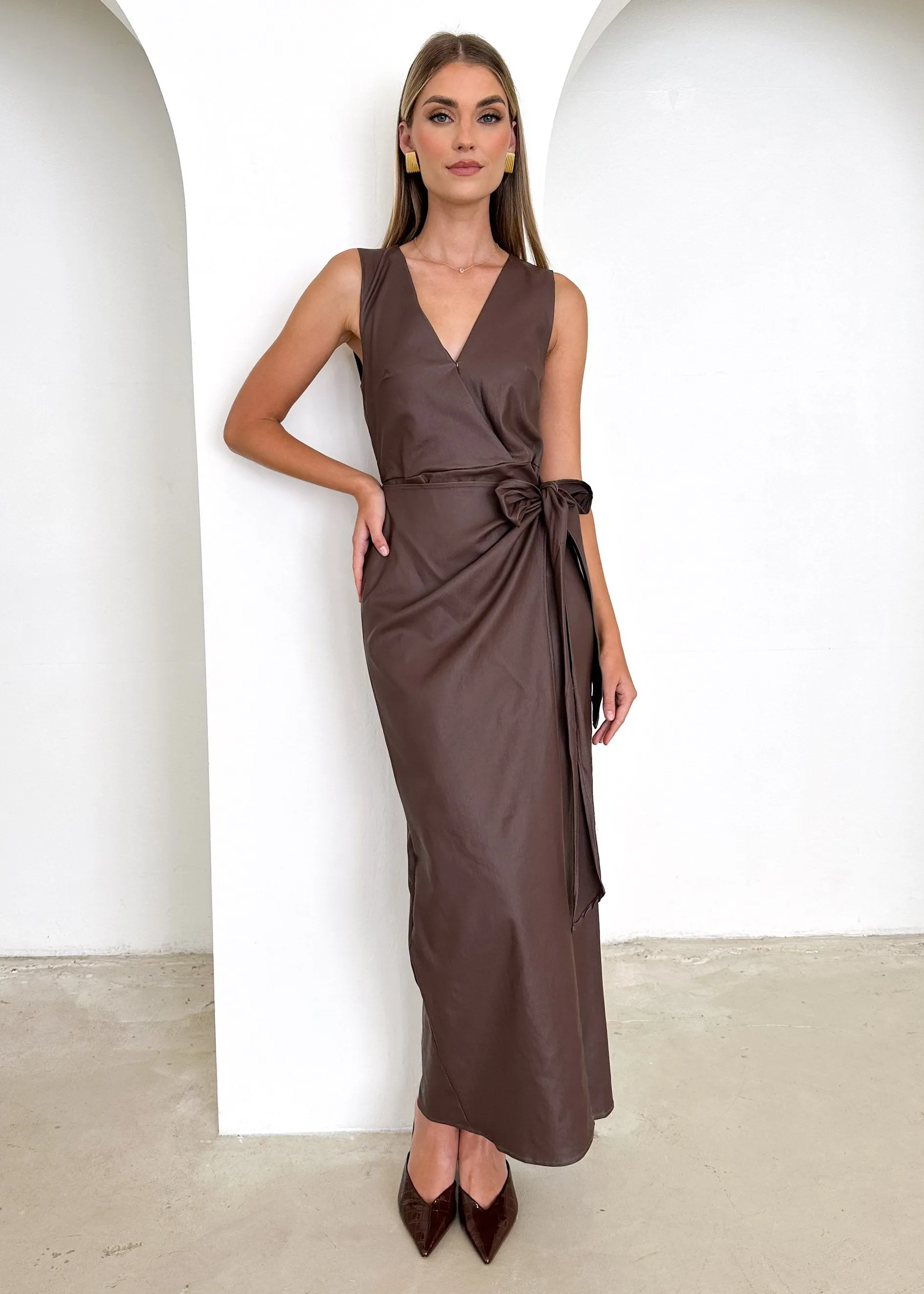 Artemma Coated Midi Dress - Chocolate