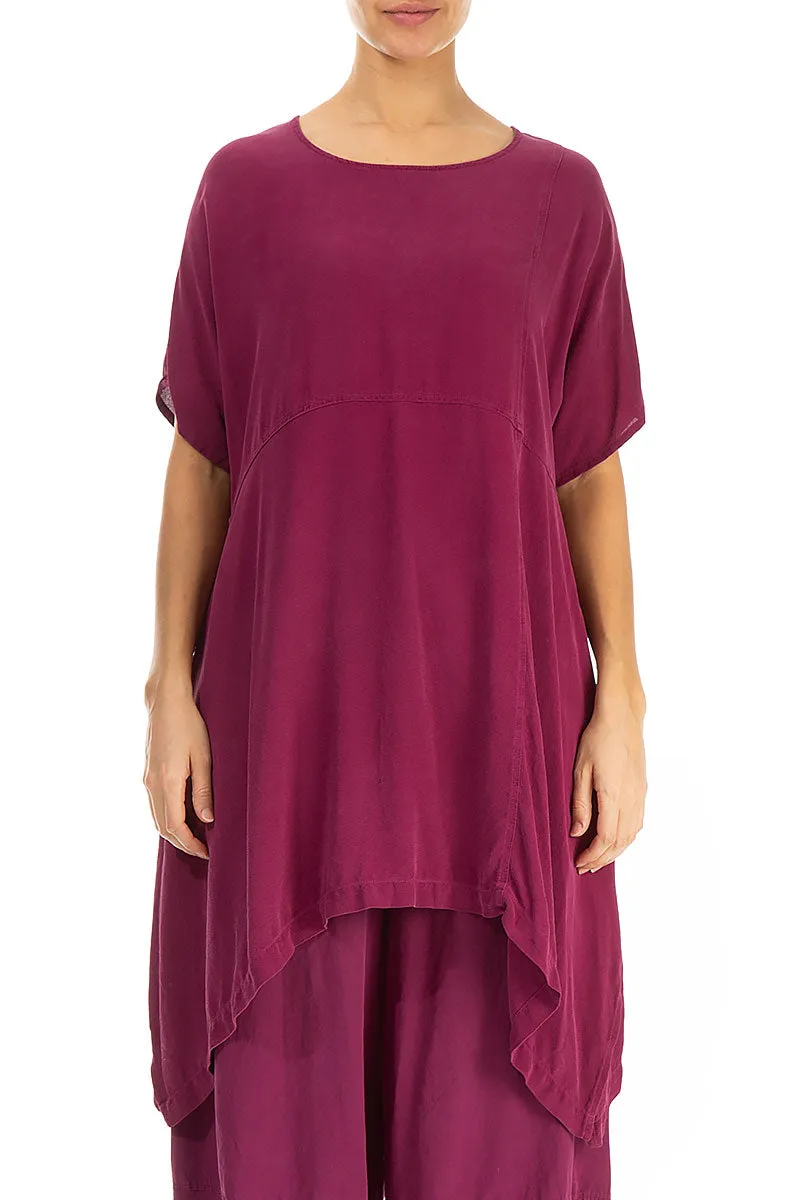 Asymmetric Burgundy Silk Tunic