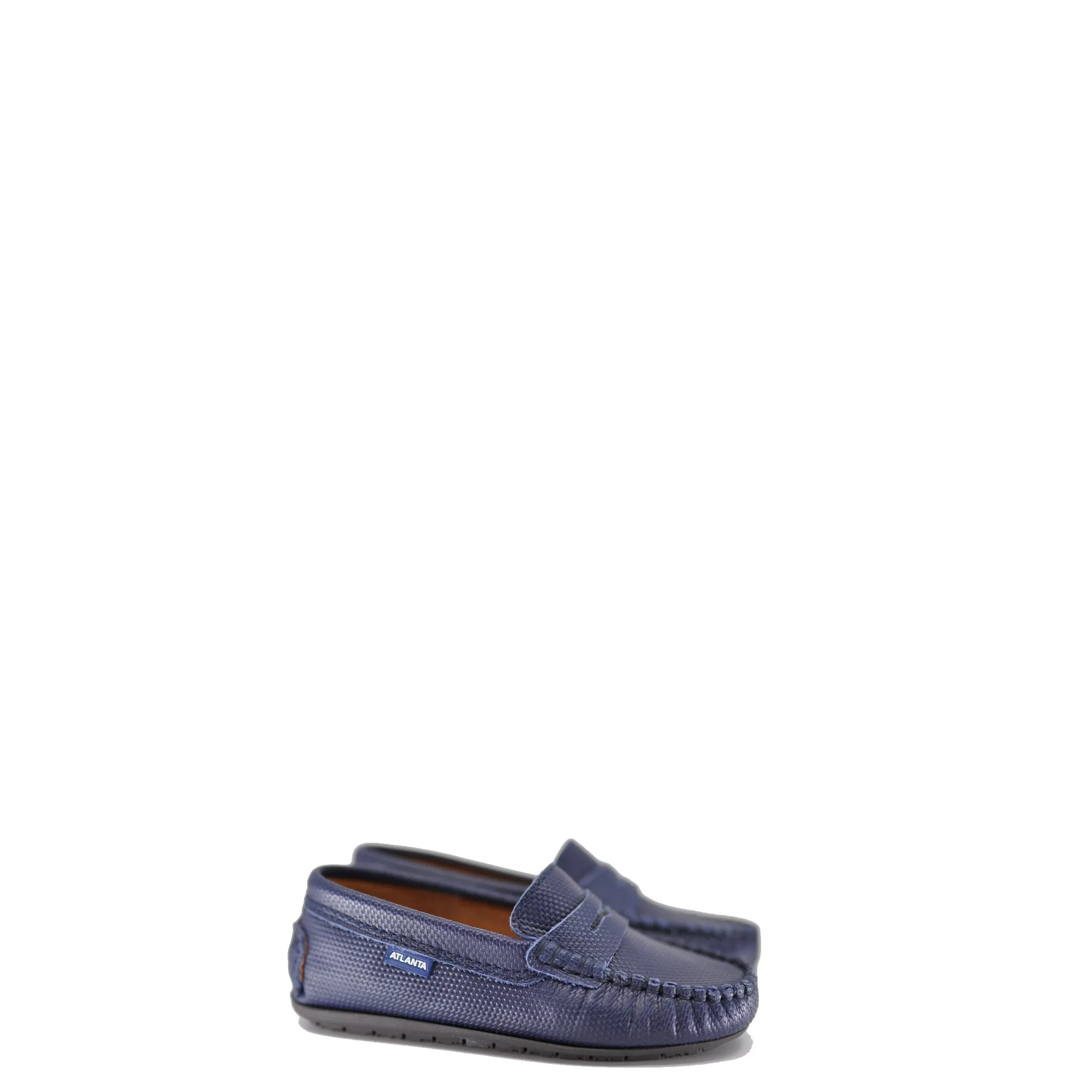 Atlanta Mocassin Navy Textured Leather Penny Loafer