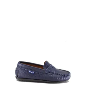 Atlanta Mocassin Navy Textured Leather Penny Loafer