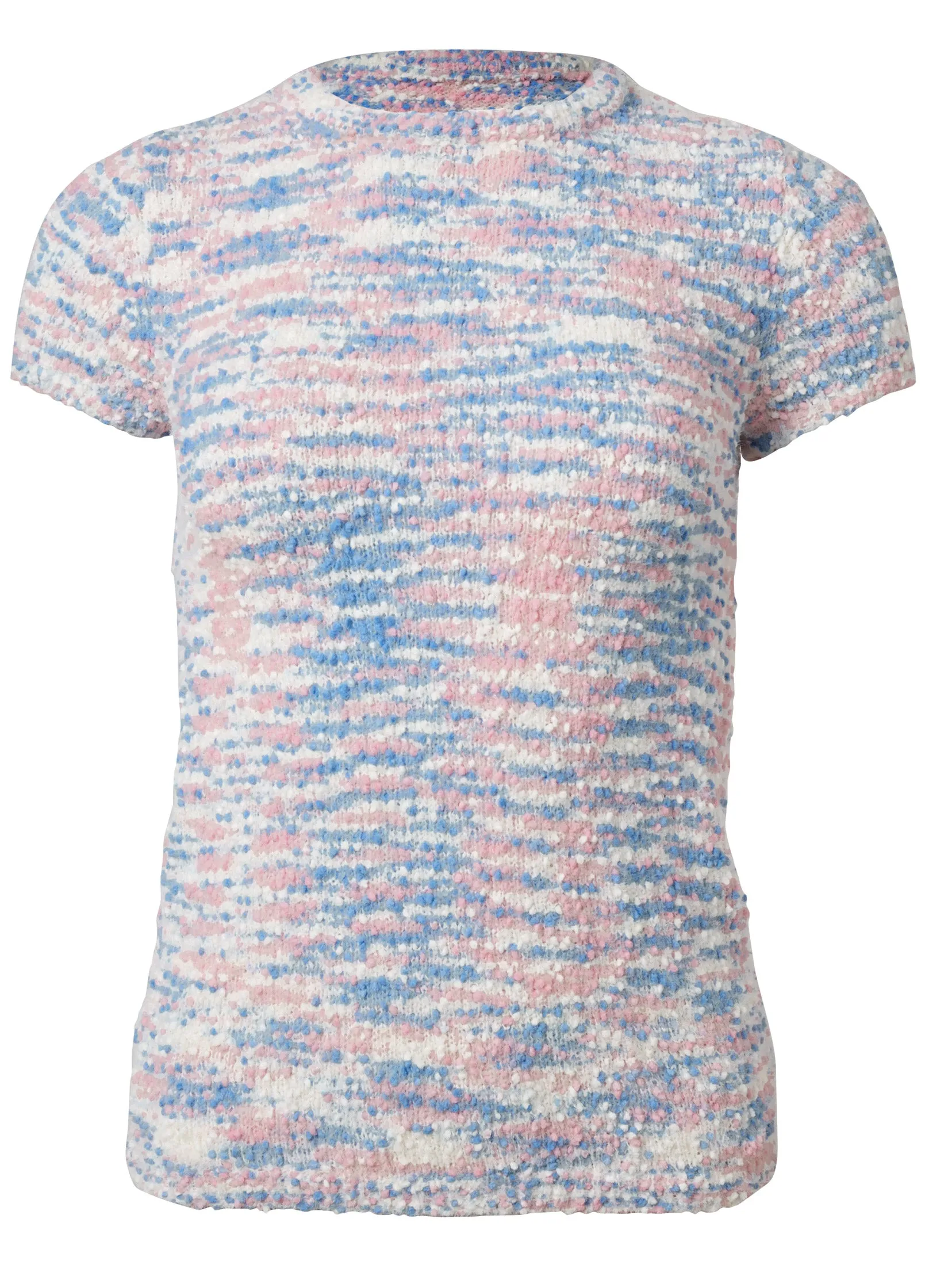 Back Keyhole Short Sleeve Sweater - Blue Multi