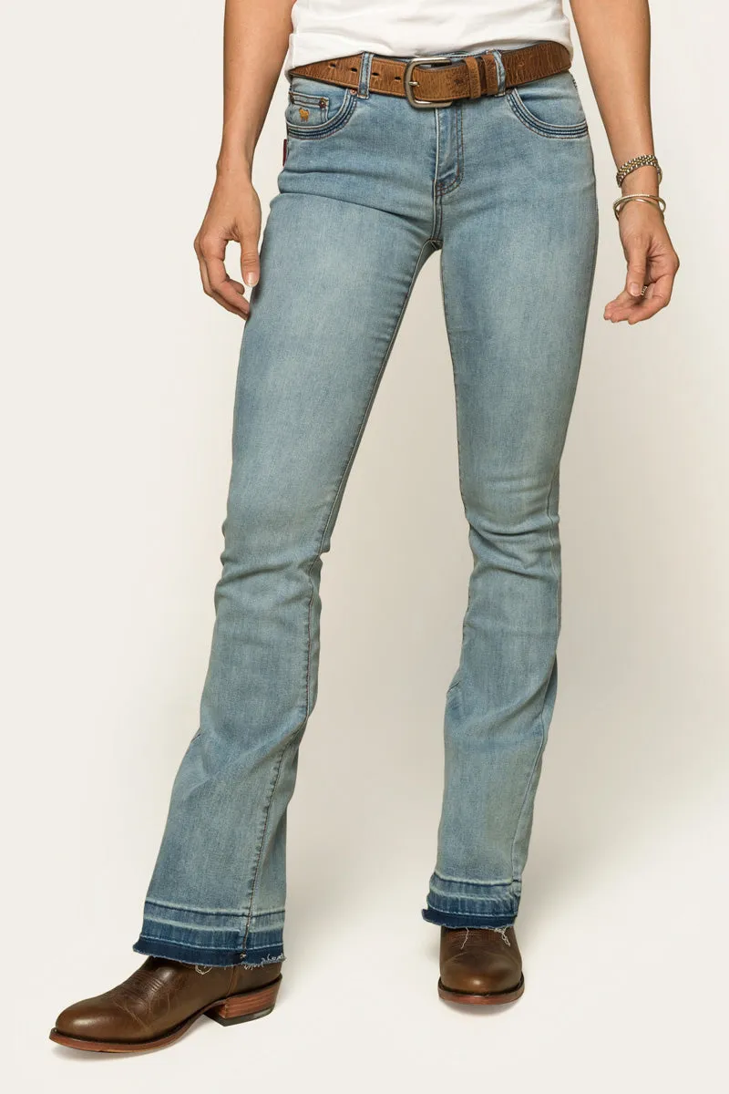 Billie Womens Mid Rise Bootleg Jean - Light Blue