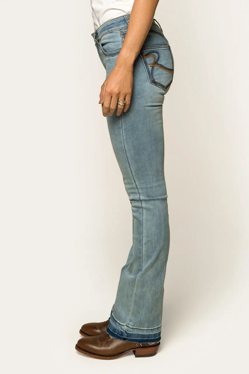 Billie Womens Mid Rise Bootleg Jean - Light Blue