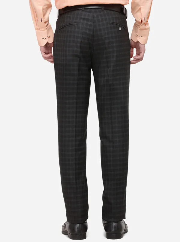 Bkack & Grey Checked Super Slim Fit Formal Trouser | Greenfibre