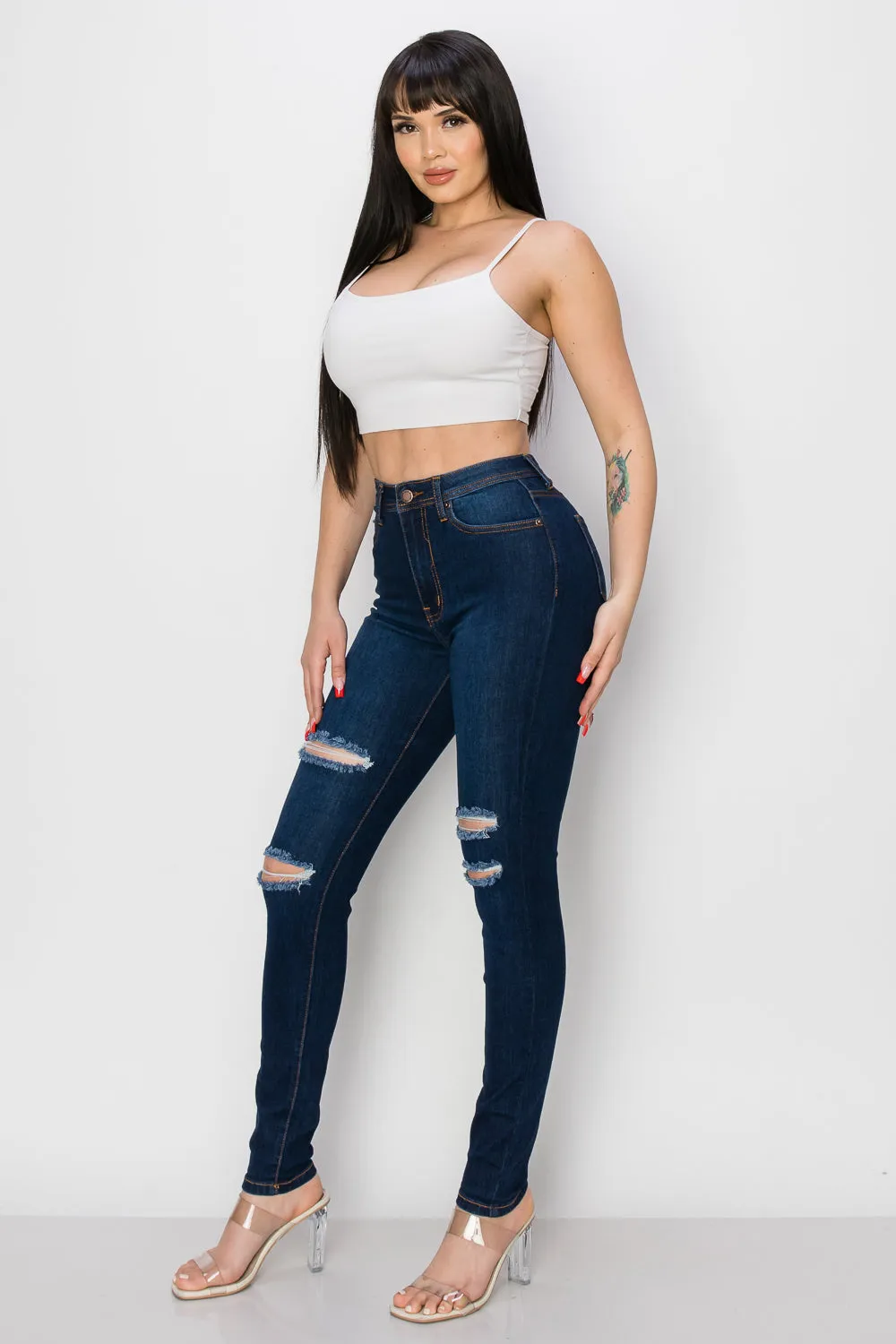 BO-311 HIGH WAISTED STRETCHY SKINNY DENIM JEANS