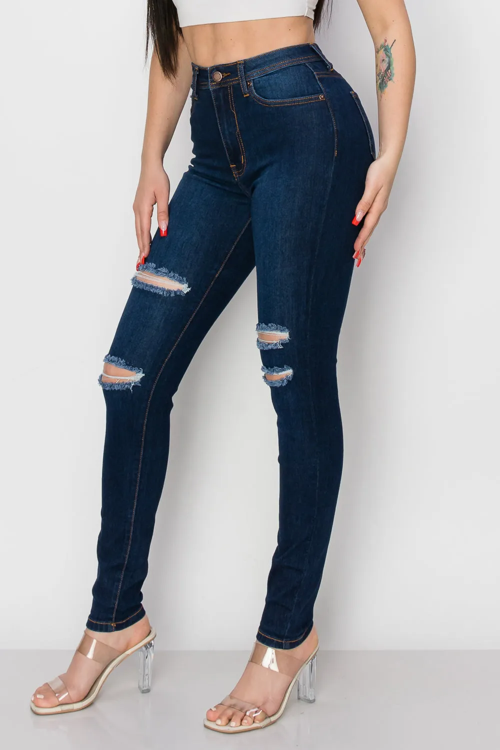 BO-311 HIGH WAISTED STRETCHY SKINNY DENIM JEANS