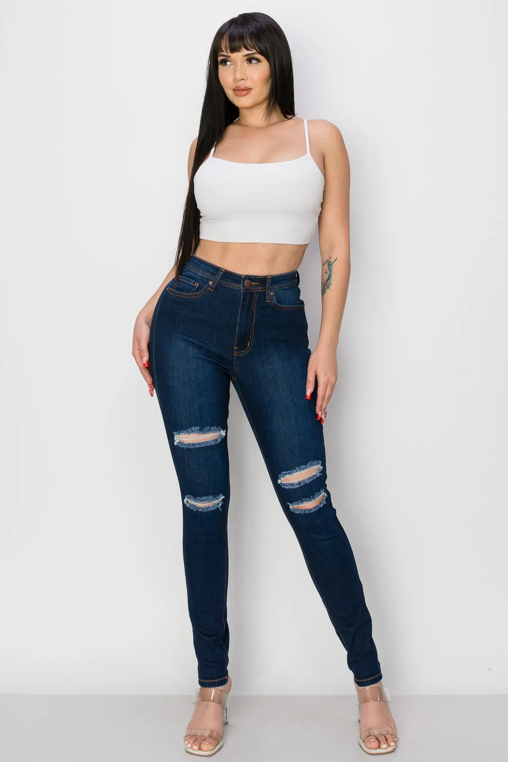 BO-311 HIGH WAISTED STRETCHY SKINNY DENIM JEANS