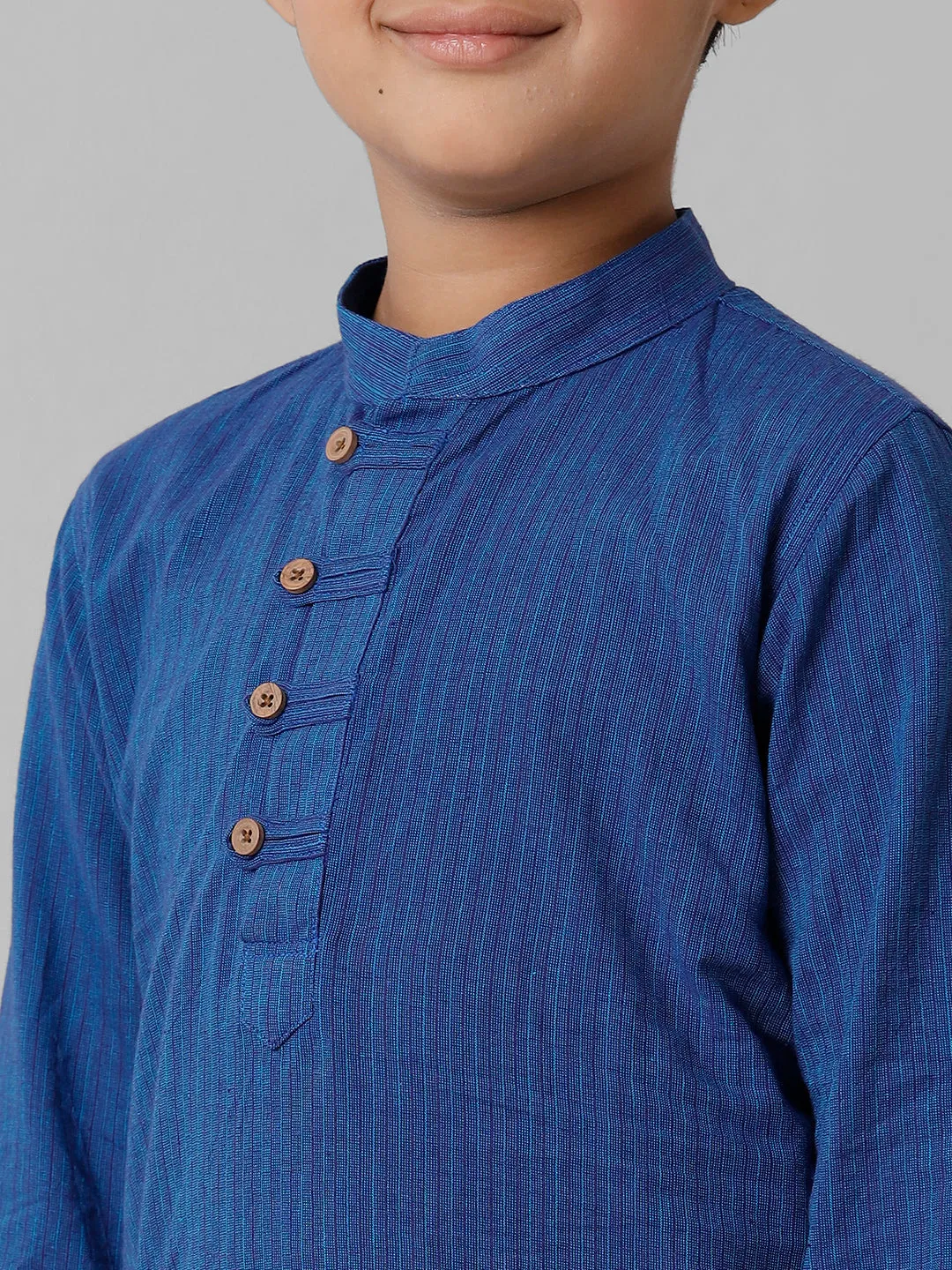 Boys Breeze Cotton Navy Kurta with Cream Elastic Panchakacham Towel Combo COT2