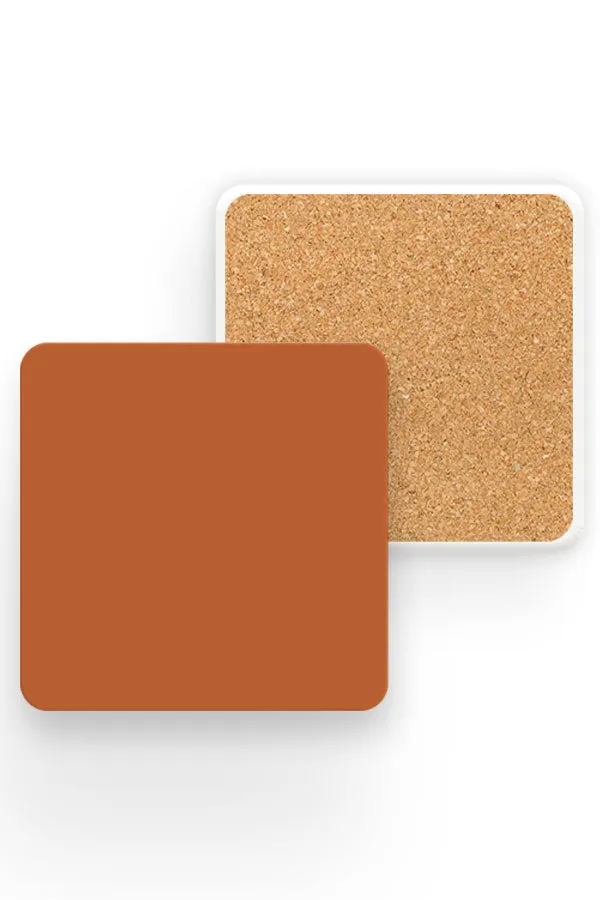 Burnt Orange Plain Block Colour Drinks Coaster