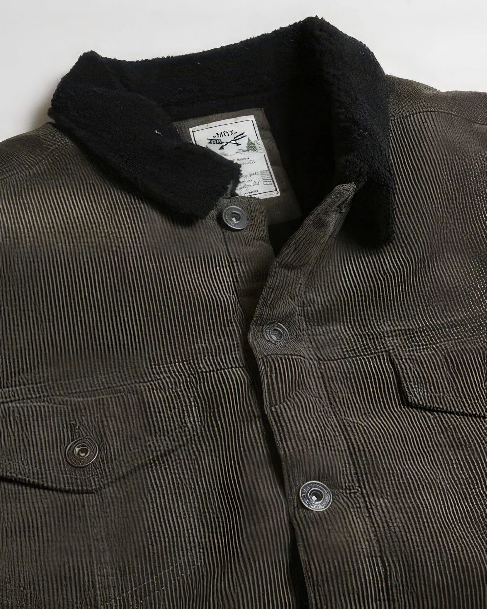 Casual Corduroy Lined Trucker Jacket Olive Green