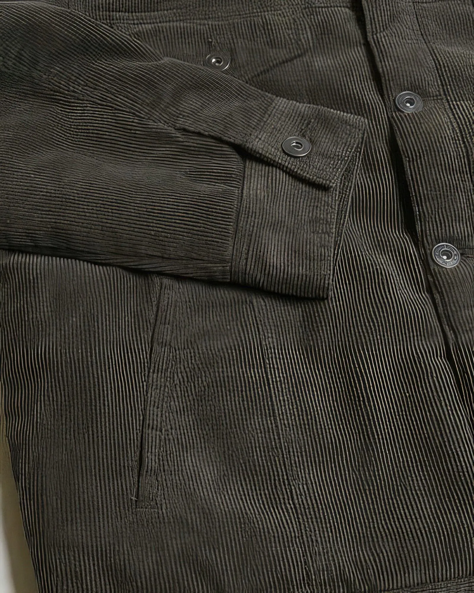 Casual Corduroy Lined Trucker Jacket Olive Green