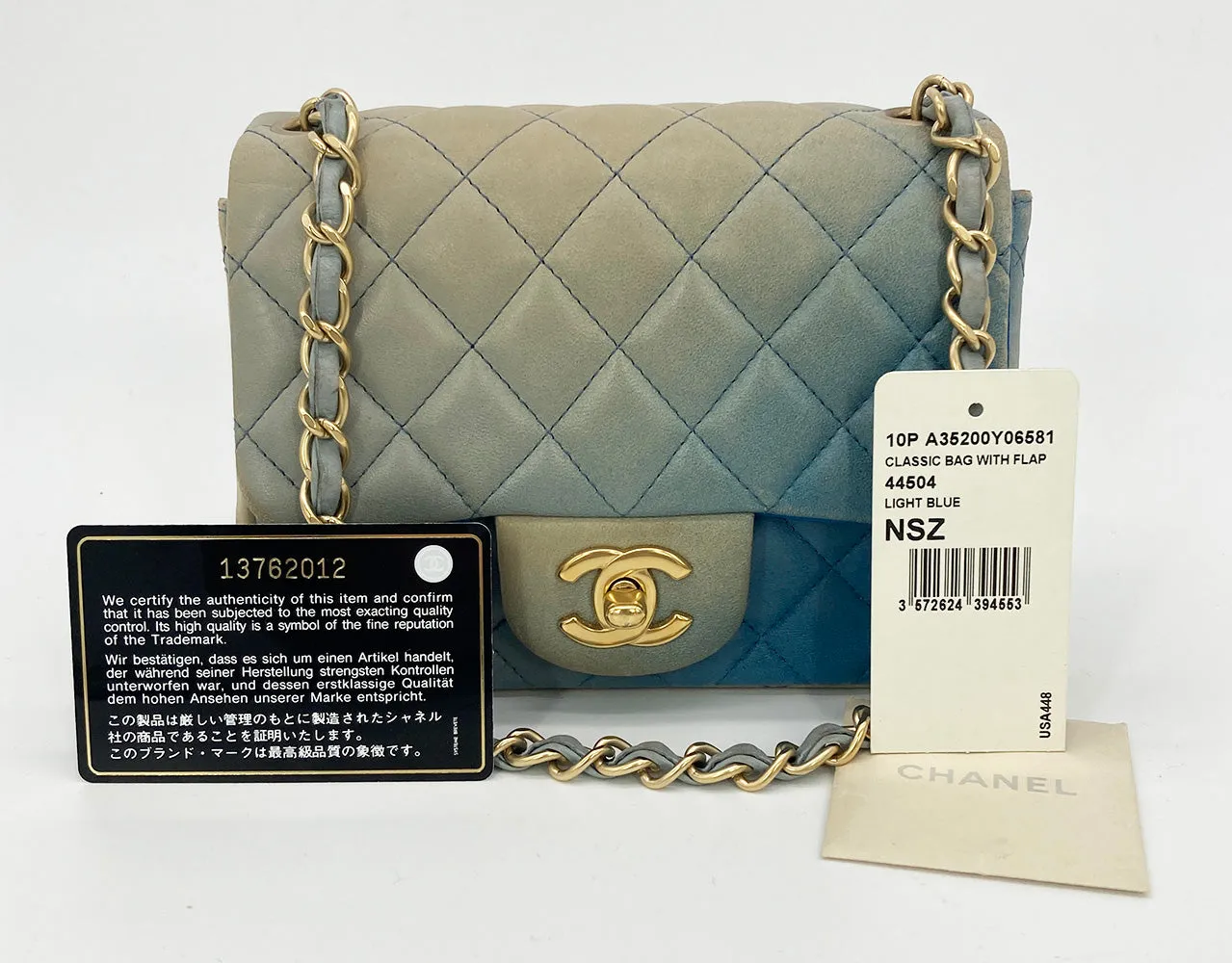 Chanel Blue Degrade Mini Square Classic Flap