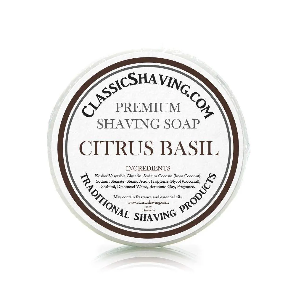 Citrus Basil Scent - Classic Shaving Mug Soap - 2.5" Regular Size