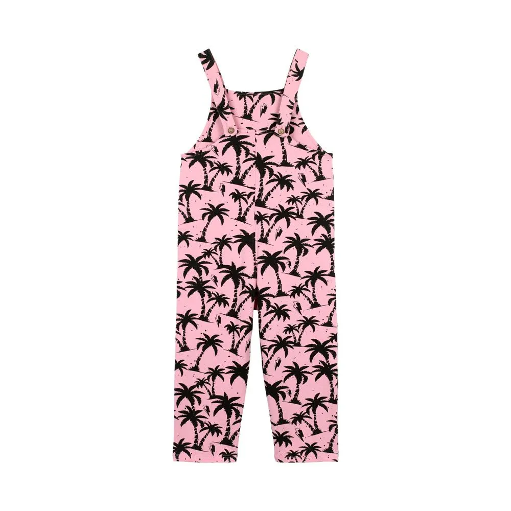 Cool kid jumpsuit -  Pink with black palm and lightning bolt