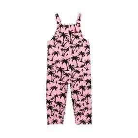 Cool kid jumpsuit -  Pink with black palm and lightning bolt