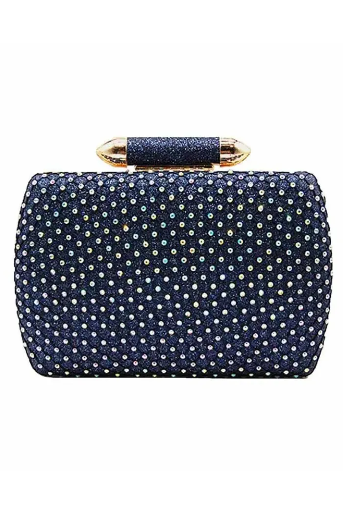 Crystal Navy Clutch