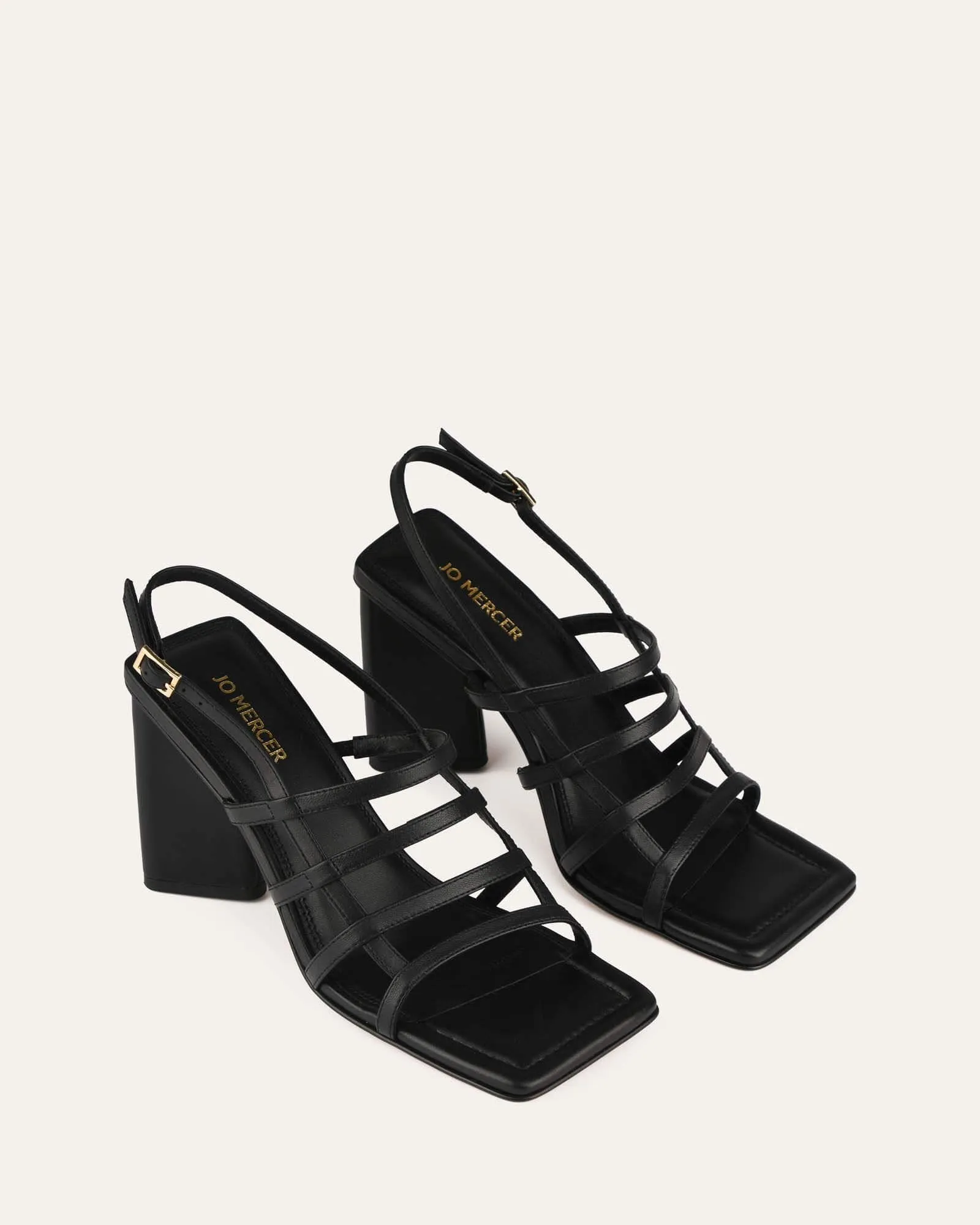 DELIA HIGH HEEL SANDALS BLACK LEATHER