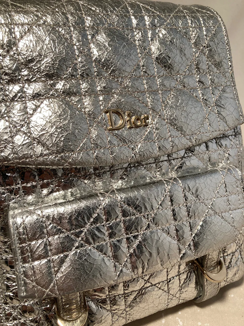 Dior Stardust Silver Leather Backpack