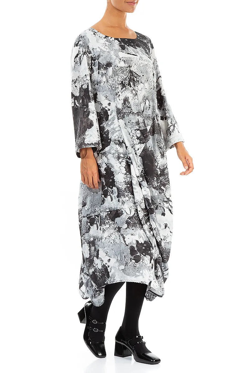 Draped Marble Silk Cotton Dress