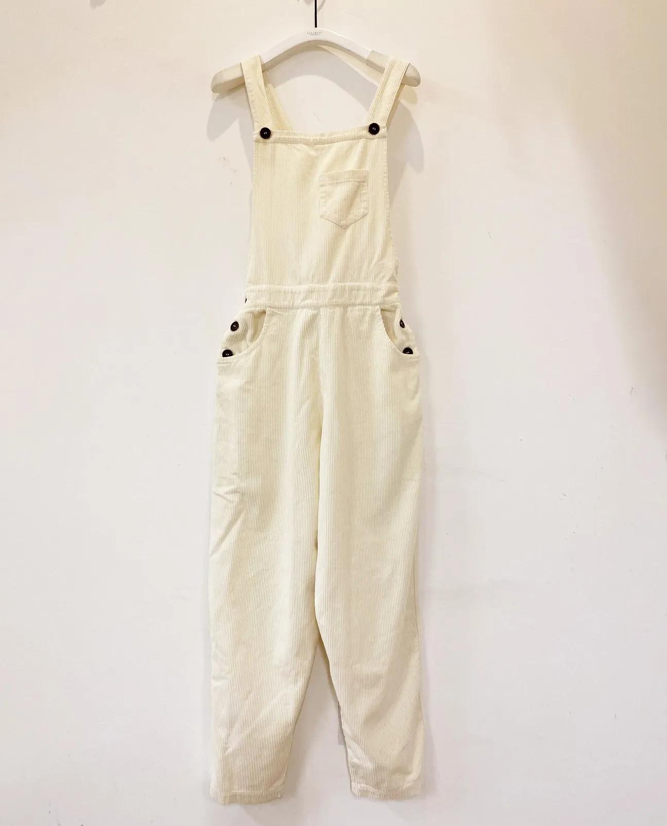 Dusty Organic Cotton Cord Dungarees in Off White