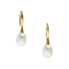 Elegant Pearl Gold Hook Earrings