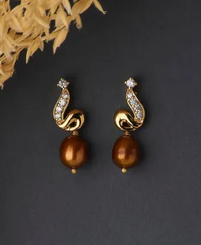 Elegant Stone Studded Pearl Earring