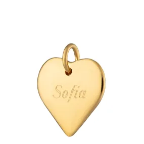 Engraved Gold Plated Heart Charm (Medium)