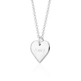 Engraved Silver Heart Necklace (Medium)